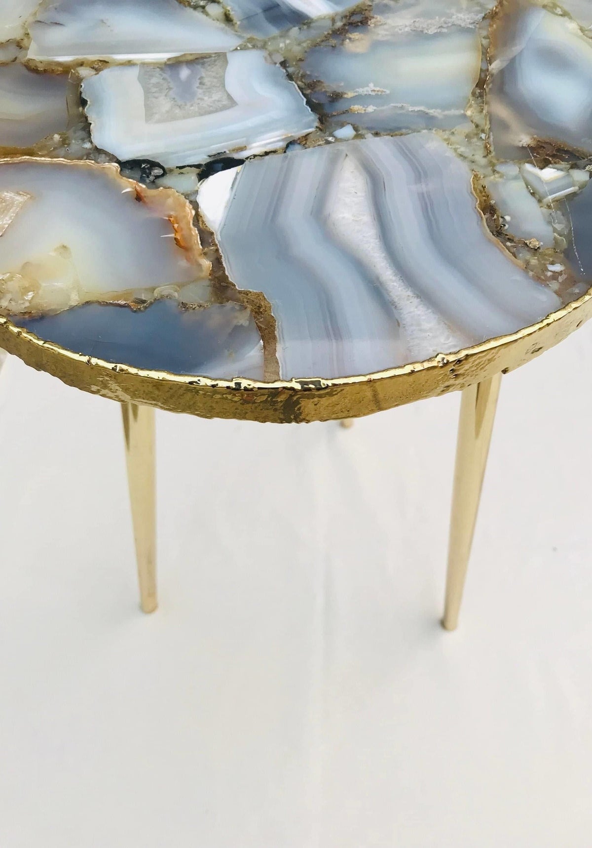 Banded Agate Round Edge Accent Table