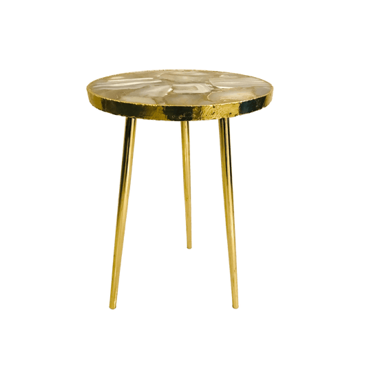 Banded Agate Round Edge Accent Table - MAIA HOMES