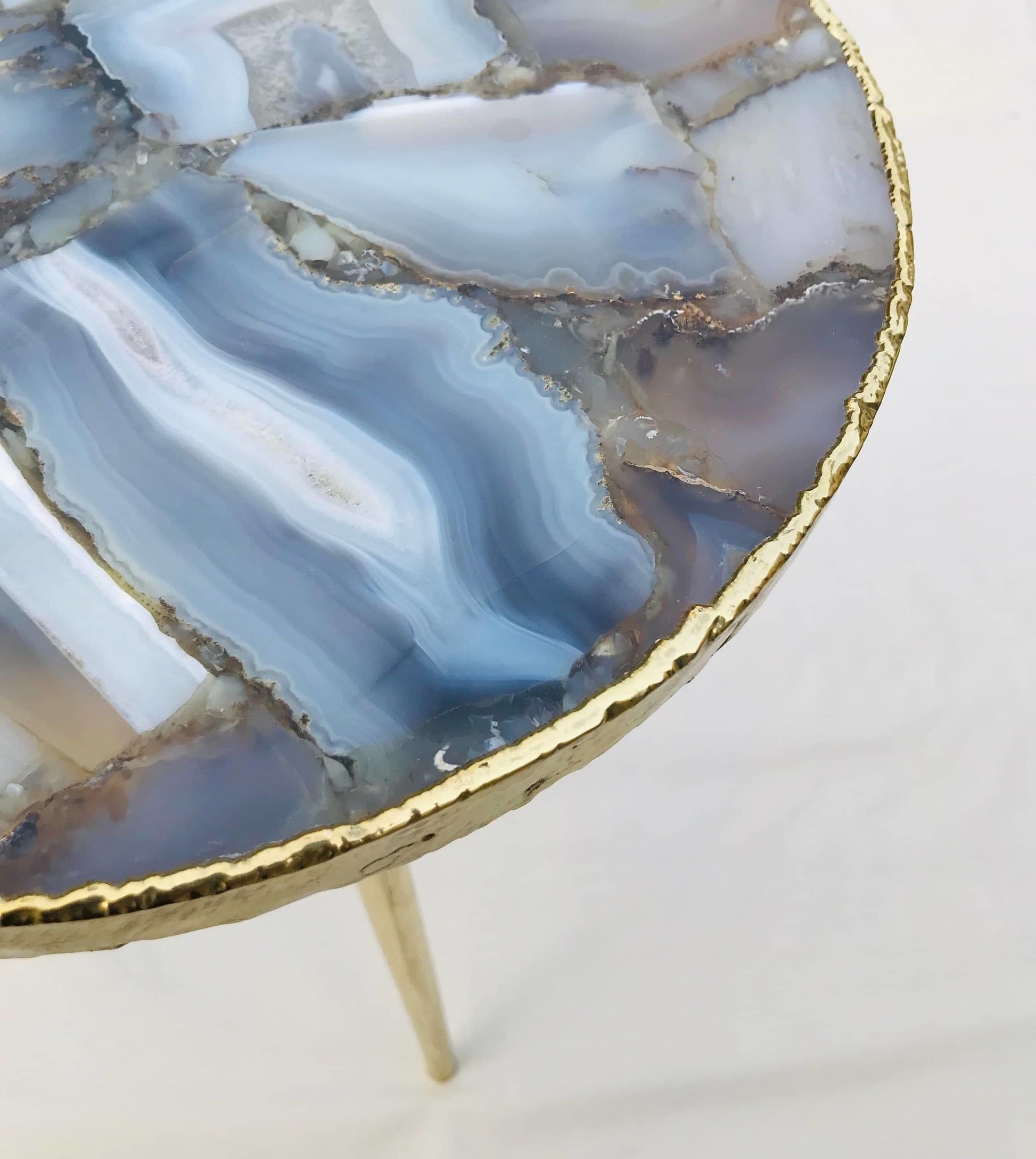 Banded Agate Round Edge Accent Table - MAIA HOMES