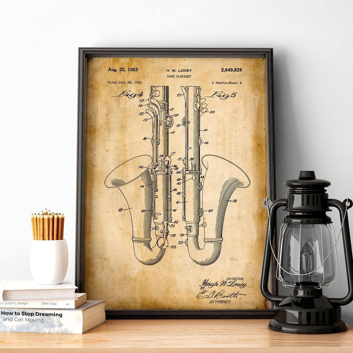 Bass Clarinet Vintage Poster Print - MAIA HOMES