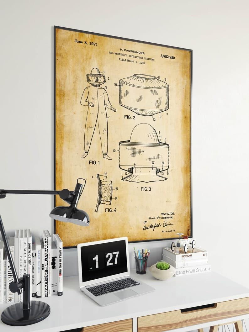 Beekeeper Hat Patent Print| Framed Art Print