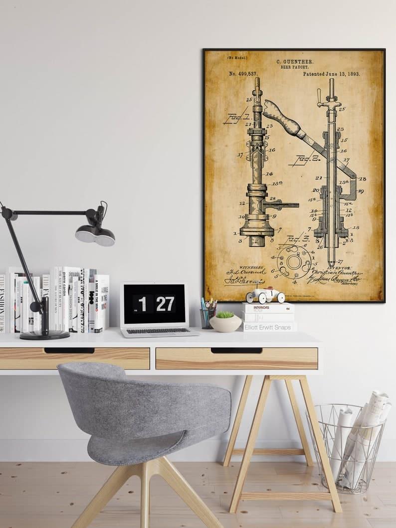 Beer Patent Print| Framed Art Print