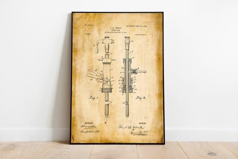 Beer Patent Print| Framed Art Print