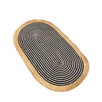 Beige and Black Oval Jute Rug