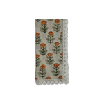 Beige Spring Floral Hand Block Printed Cotton Napkins