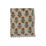 Beige Spring Floral Hand Block Printed Cotton Napkins