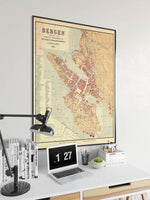 Bergen City Map Wall Print| 1885 Bergen City Plan Map