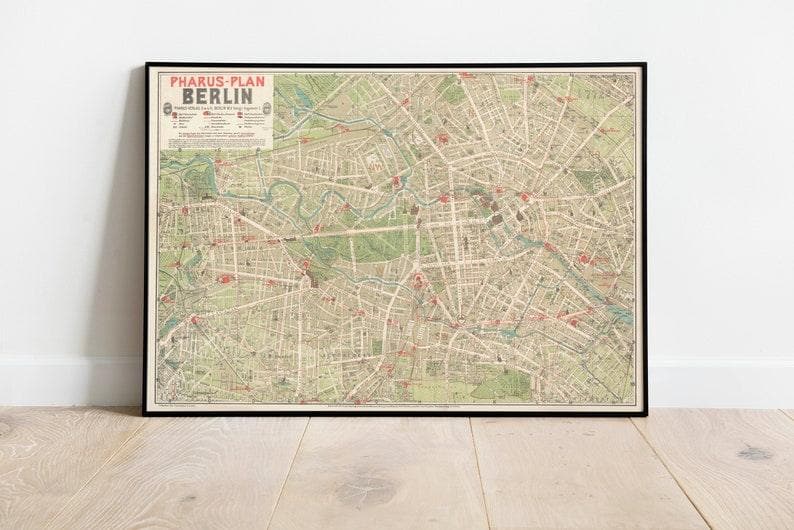 Berlin City Map Wall Print| 1906 Berlin City Plan Map