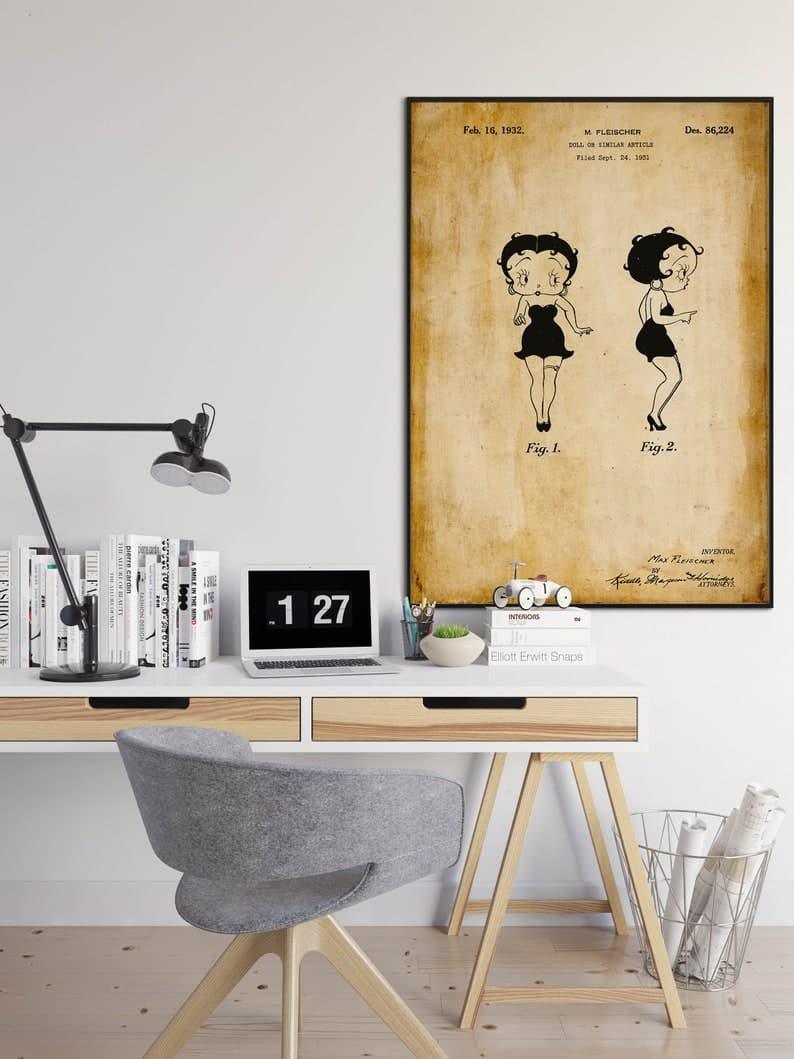 Betty Boop Patent Print| Framed Art Print