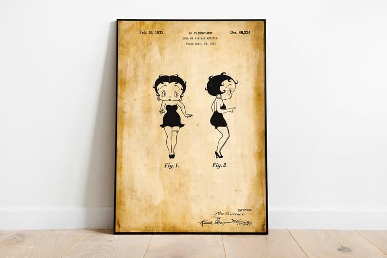 Betty Boop Patent Print| Framed Art Print - MAIA HOMES