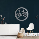 Bicycle in Circle Metal Wall Hanging Art