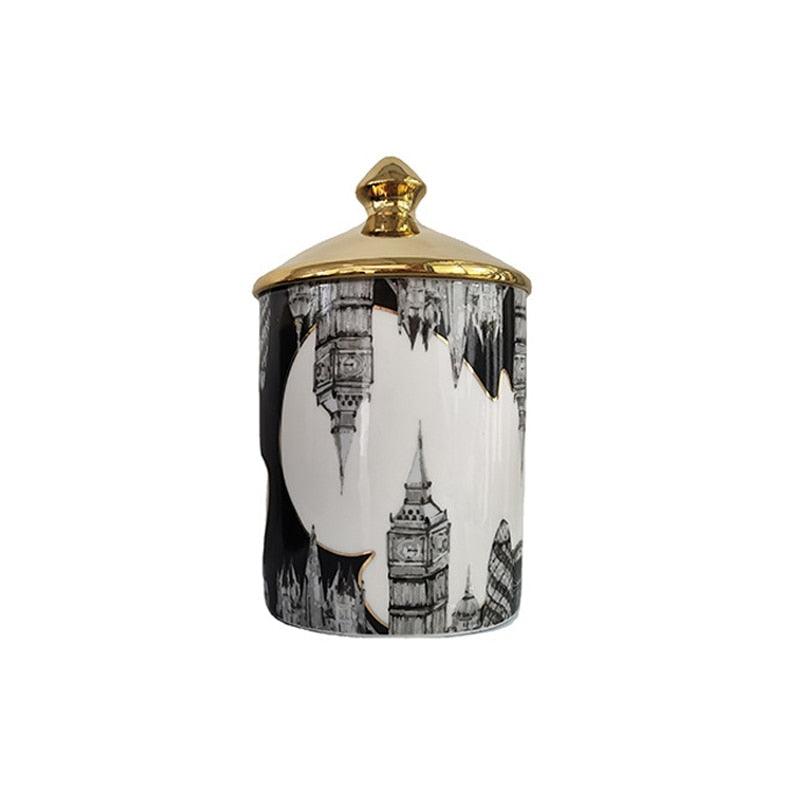 Big Ben Decorative Candle Jar with Gold Lid - MAIA HOMES