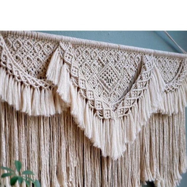 Black and Beige Cotton Macrame Wall Hanging