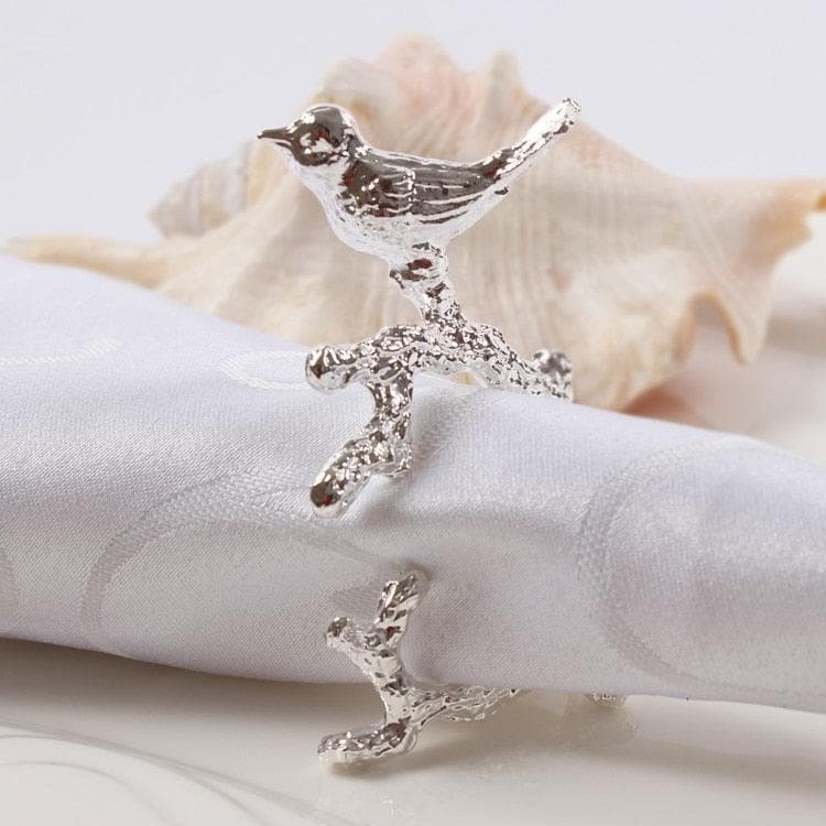 Bird Napkin Rings - 4pcs Silver