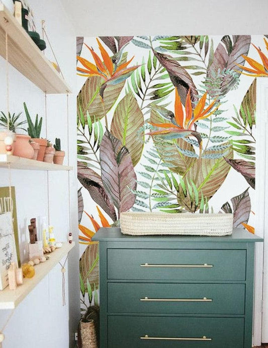 Bird of Paradise Floral Tropical Wallpaper - MAIA HOMES