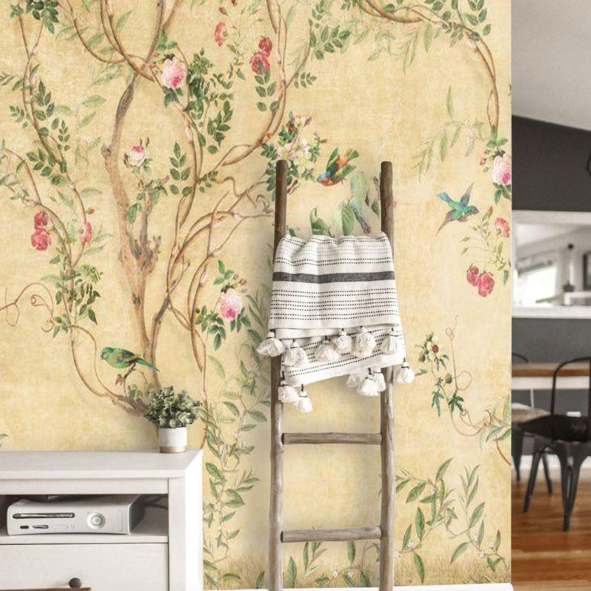 Birds and Tree Traditional Chinoiserie Wallpaper Mural