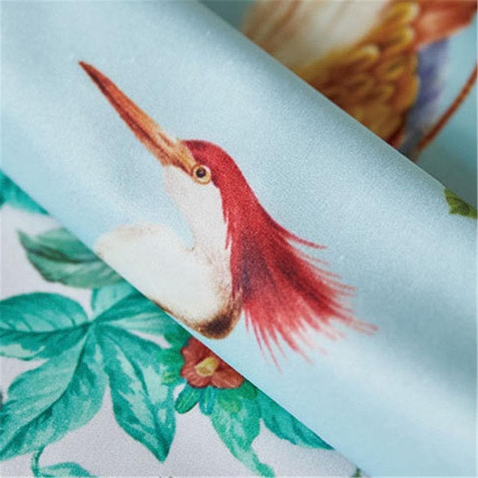 Birds of Floral Paradise Printed Velvet Cushion Cover