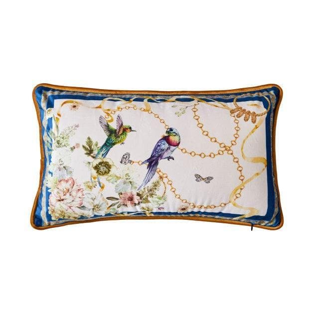 Birds of Floral Paradise Printed Velvet Cushion Cover Lyn