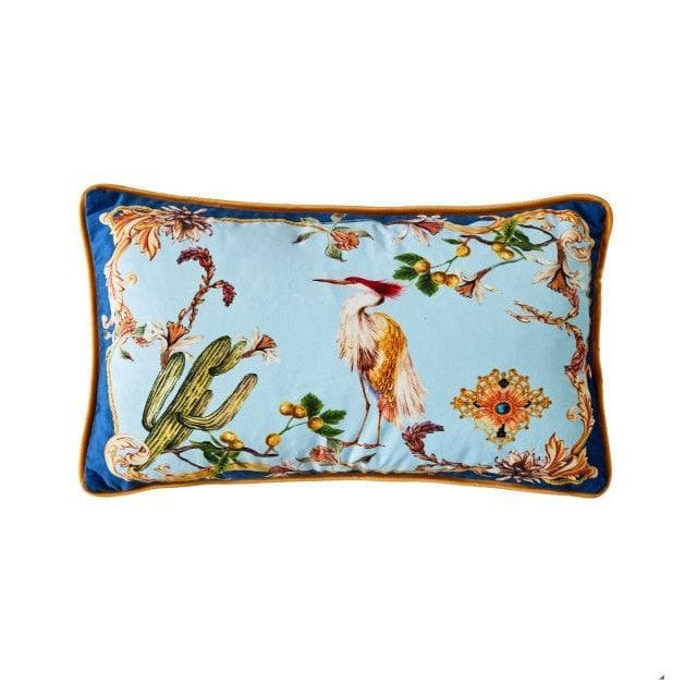 Birds of Floral Paradise Printed Velvet Cushion Cover Abe