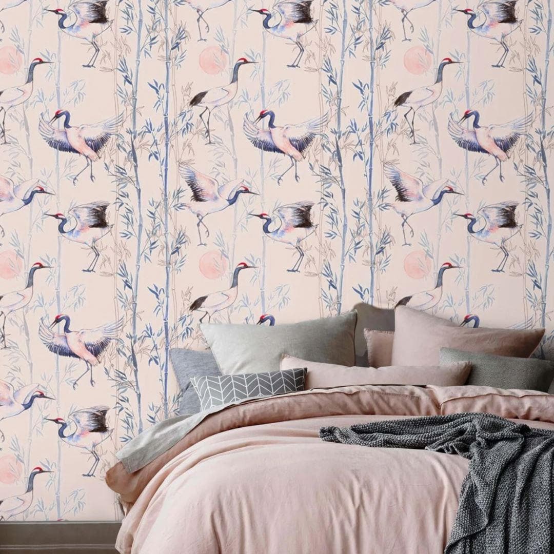 Birds of Paradise Pink Chinoiserie Wallpaper - MAIA HOMES