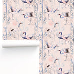 Birds of Paradise Pink Chinoiserie Wallpaper