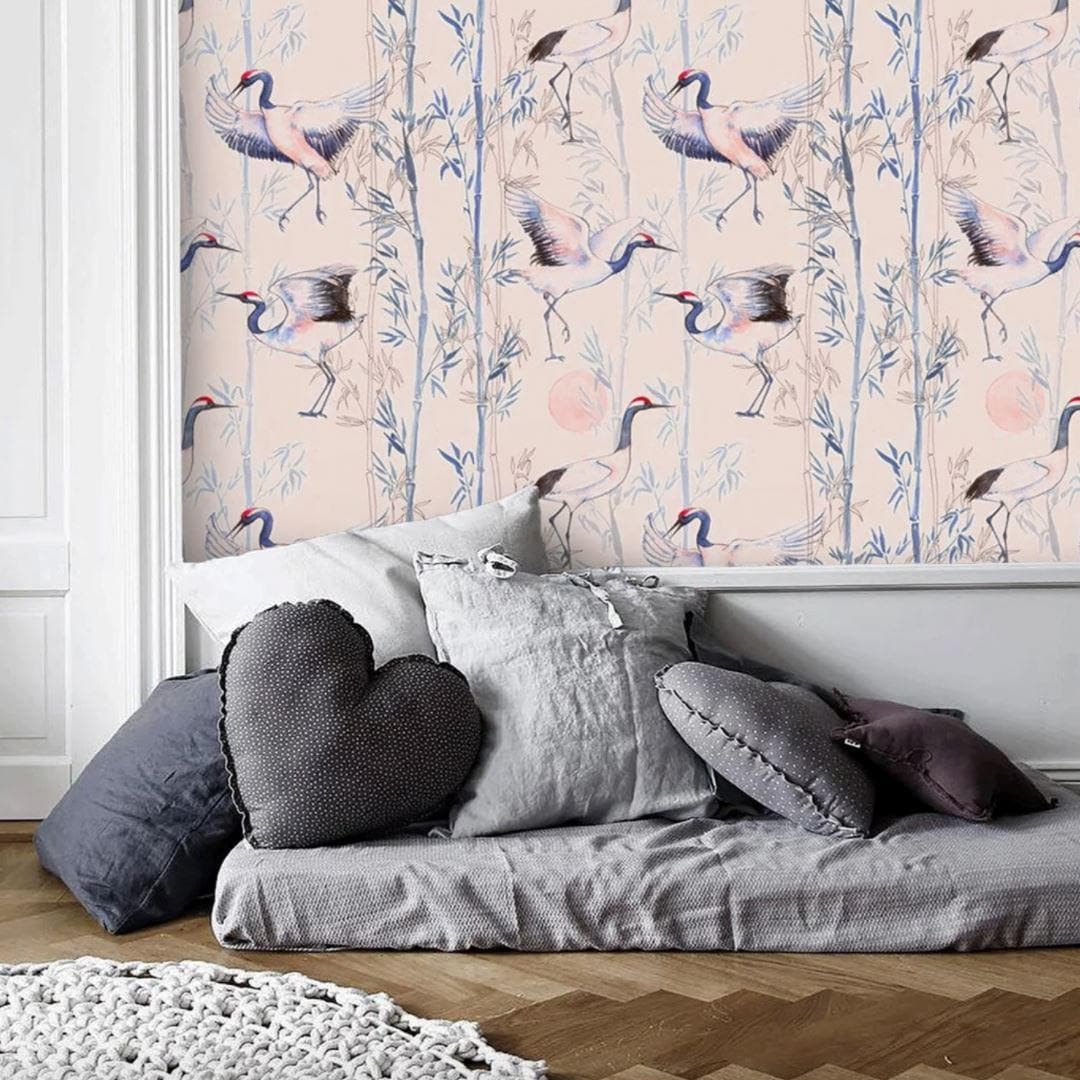 Birds of Paradise Pink Chinoiserie Wallpaper