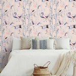 Birds of Paradise Pink Chinoiserie Wallpaper