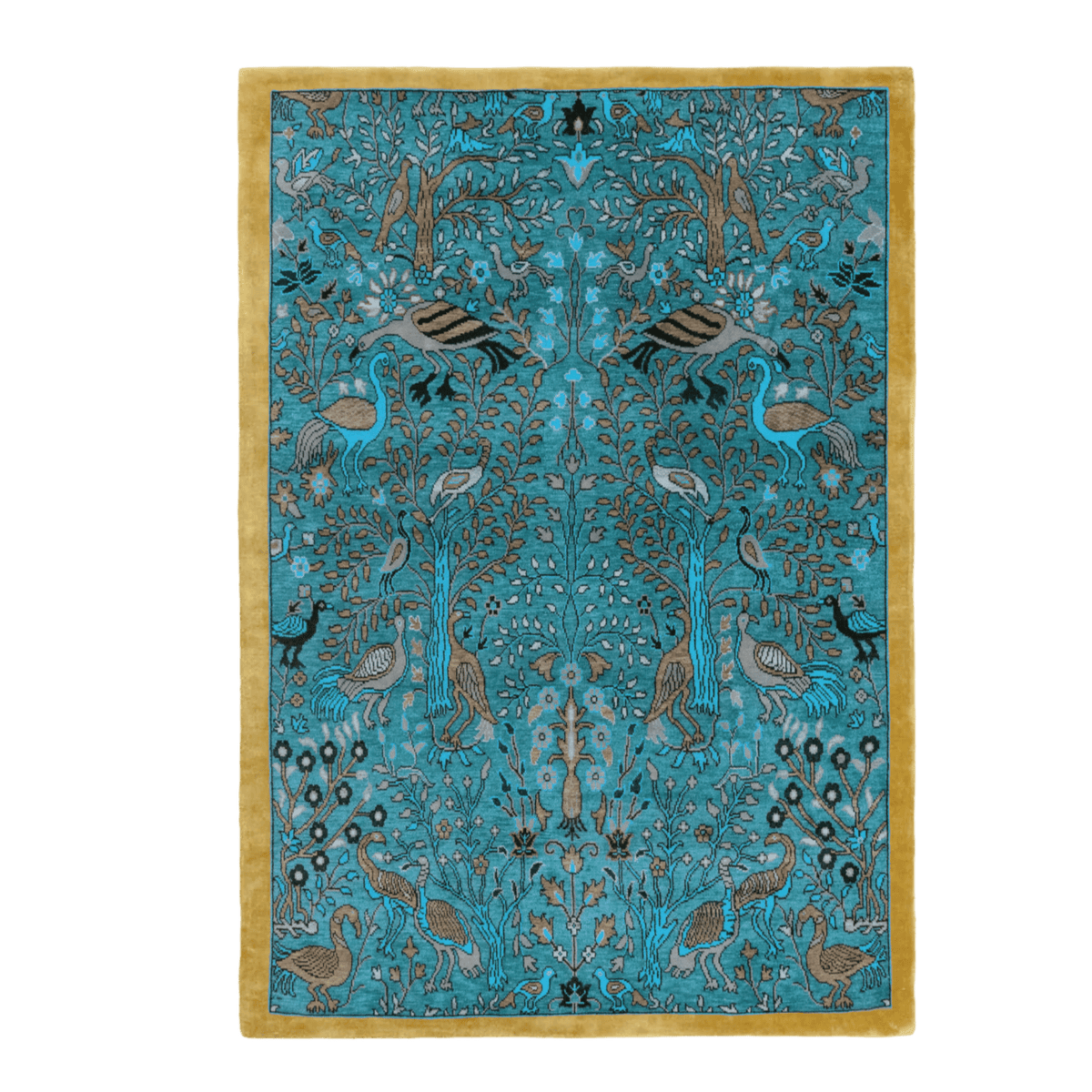 Birds of Paradise Traditional Hand Tufted Wool Rug - Blue