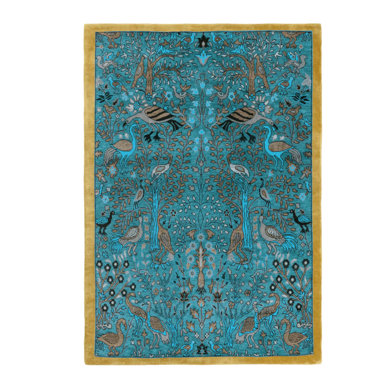 Birds of Paradise Traditional Hand Tufted Wool Rug - Blue - MAIA HOMES