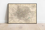 Birmingham City Map Wall Print| 1839 Birmingham Map