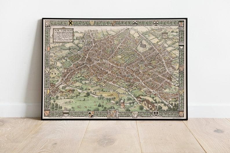 Birmingham Map Print| Fine Art Prints