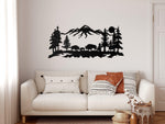 Bison and Mountain Metal Wall Hangings