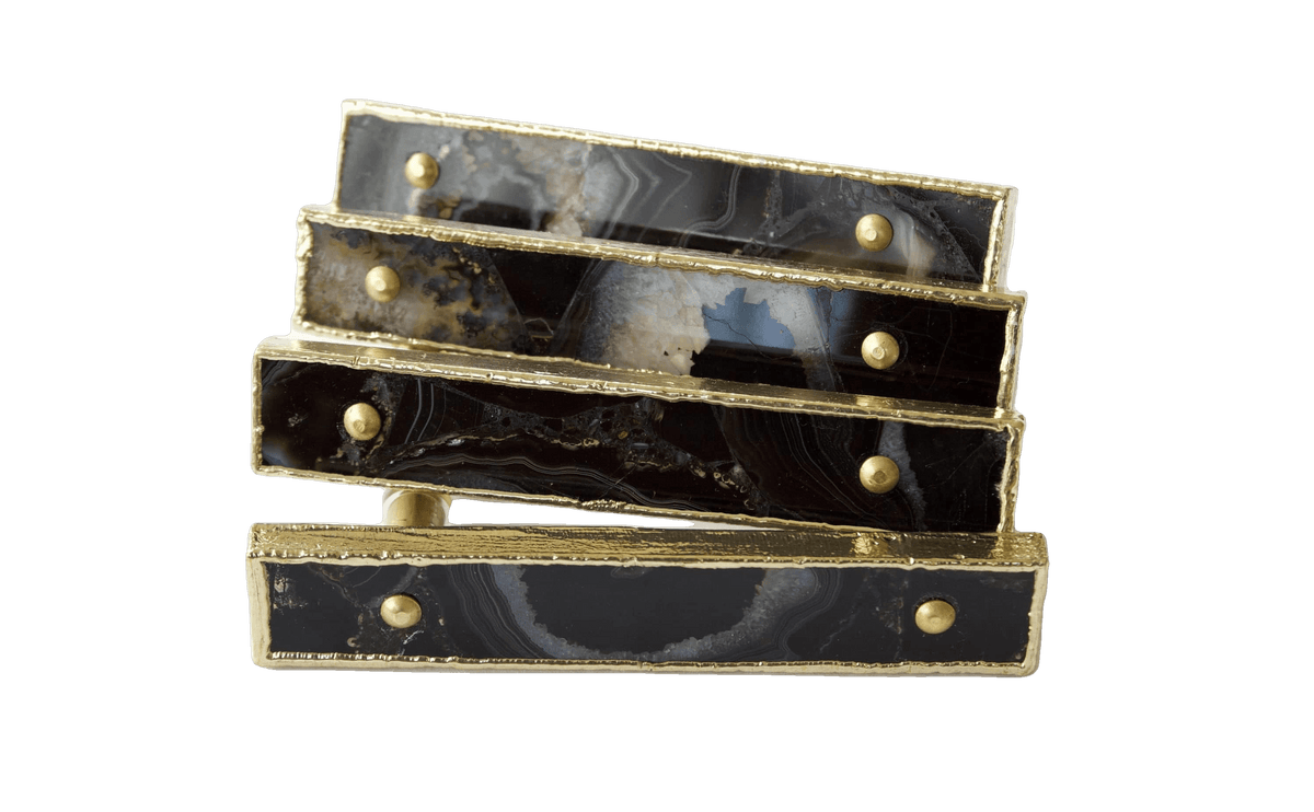 Black Agate Cabinet Door Pull Handle - Set of 4