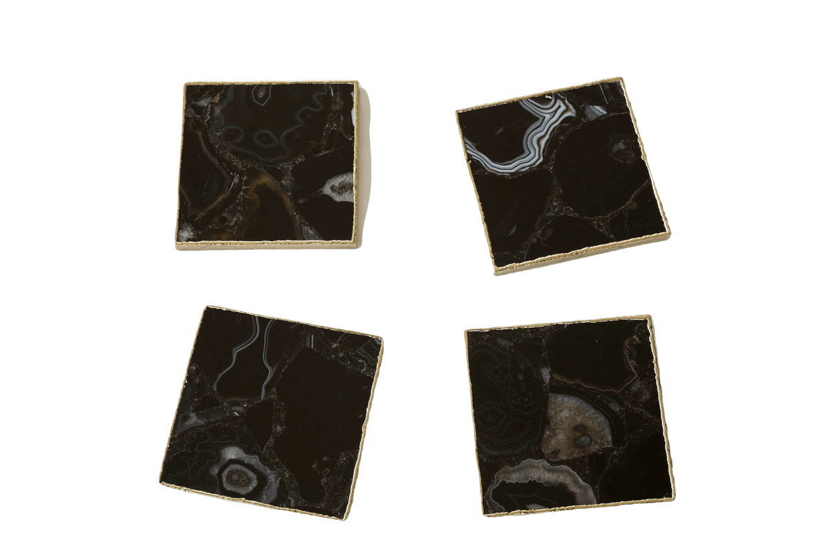 Black Agate Coasters - Set of 4