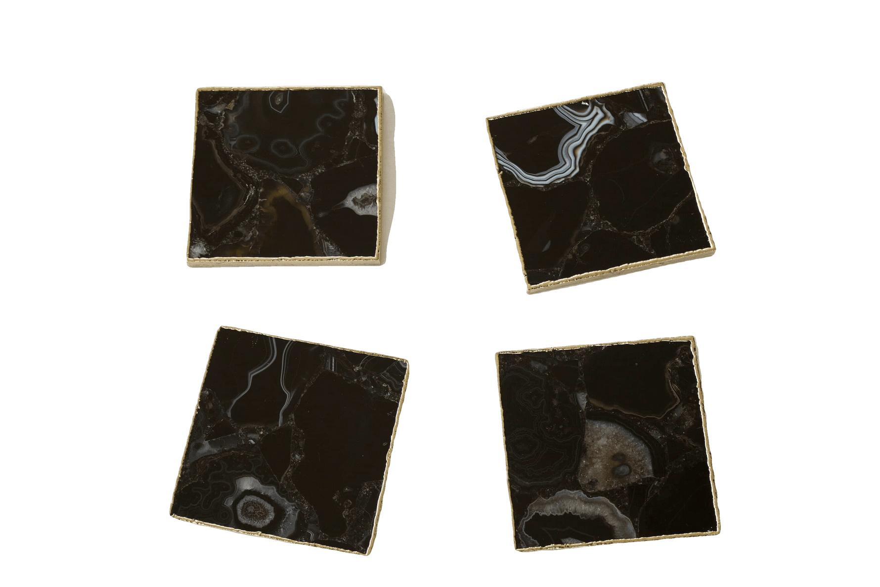 Black Agate Coasters - Set of 4