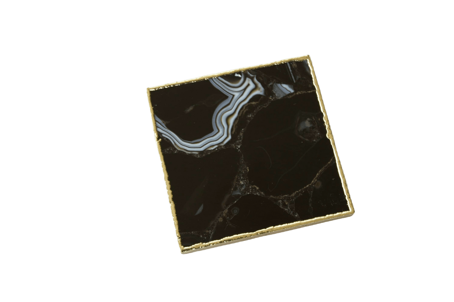 Black Agate Coasters - Set of 4 - MAIA HOMES