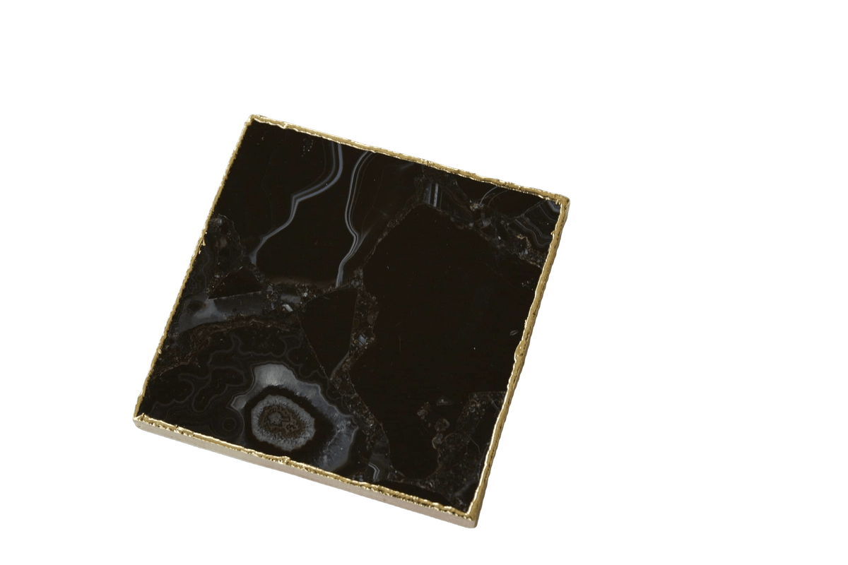 Black Agate Coasters - Set of 4