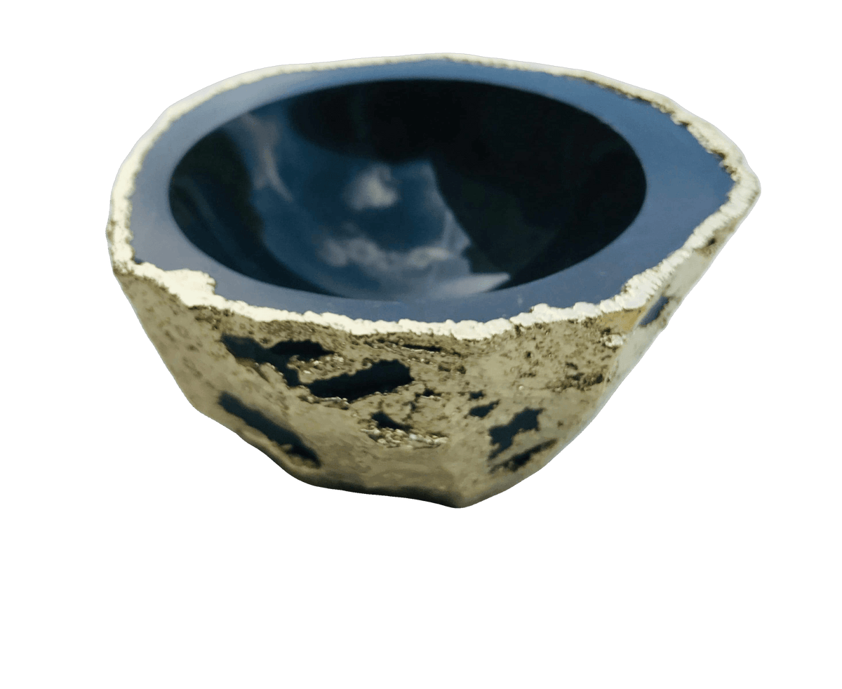 Black Agate Geode Jewelry Bowl