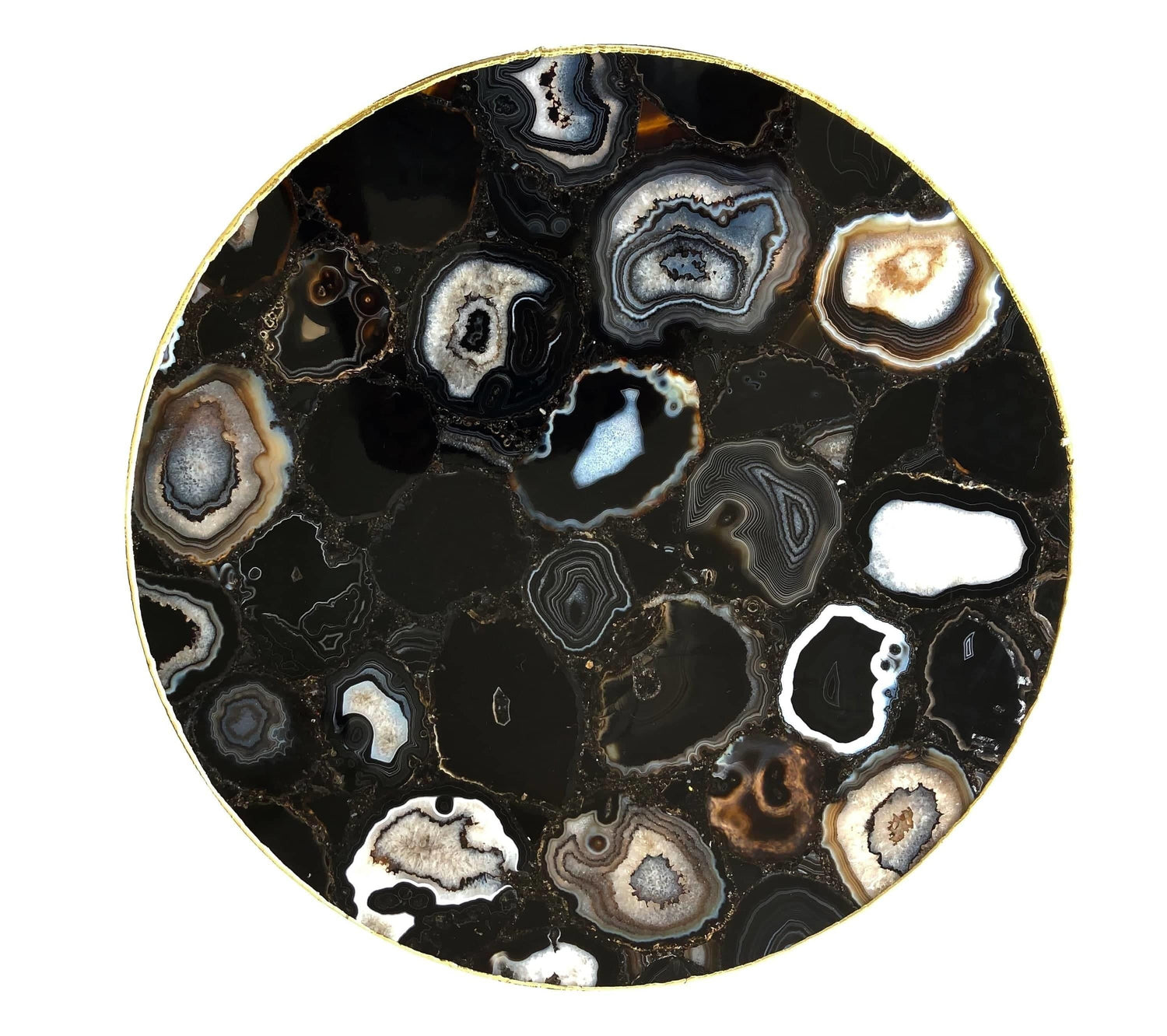 Black Agate Round Coffee Accent Table