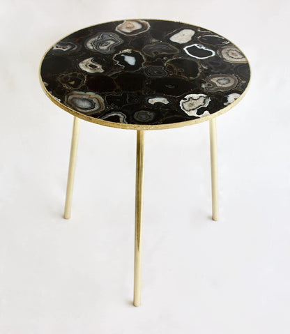 Black Agate Round Coffee Accent Table - MAIA HOMES