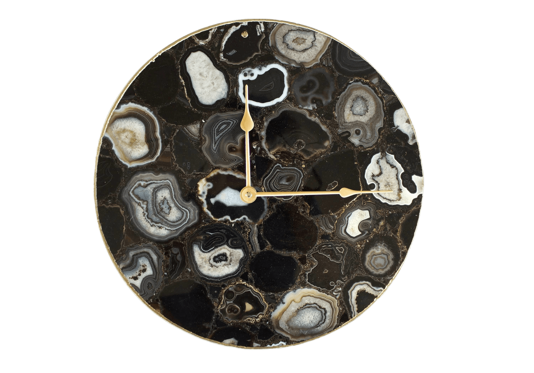 Black Agate Wall Clock | Circular 16 inches Rose Gold