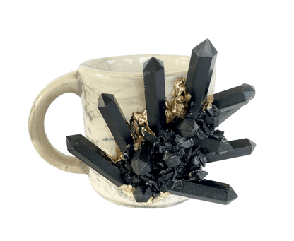 Black Amethyst Gray Marbled Ceramic Mug - Set of 2 - MAIA HOMES