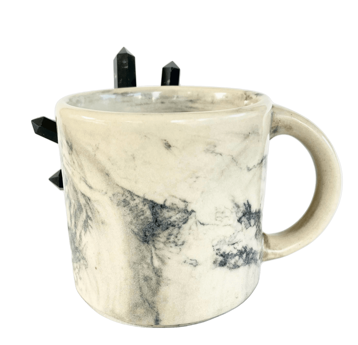 Black Amethyst Gray Marbled Ceramic Mug - Set of 2