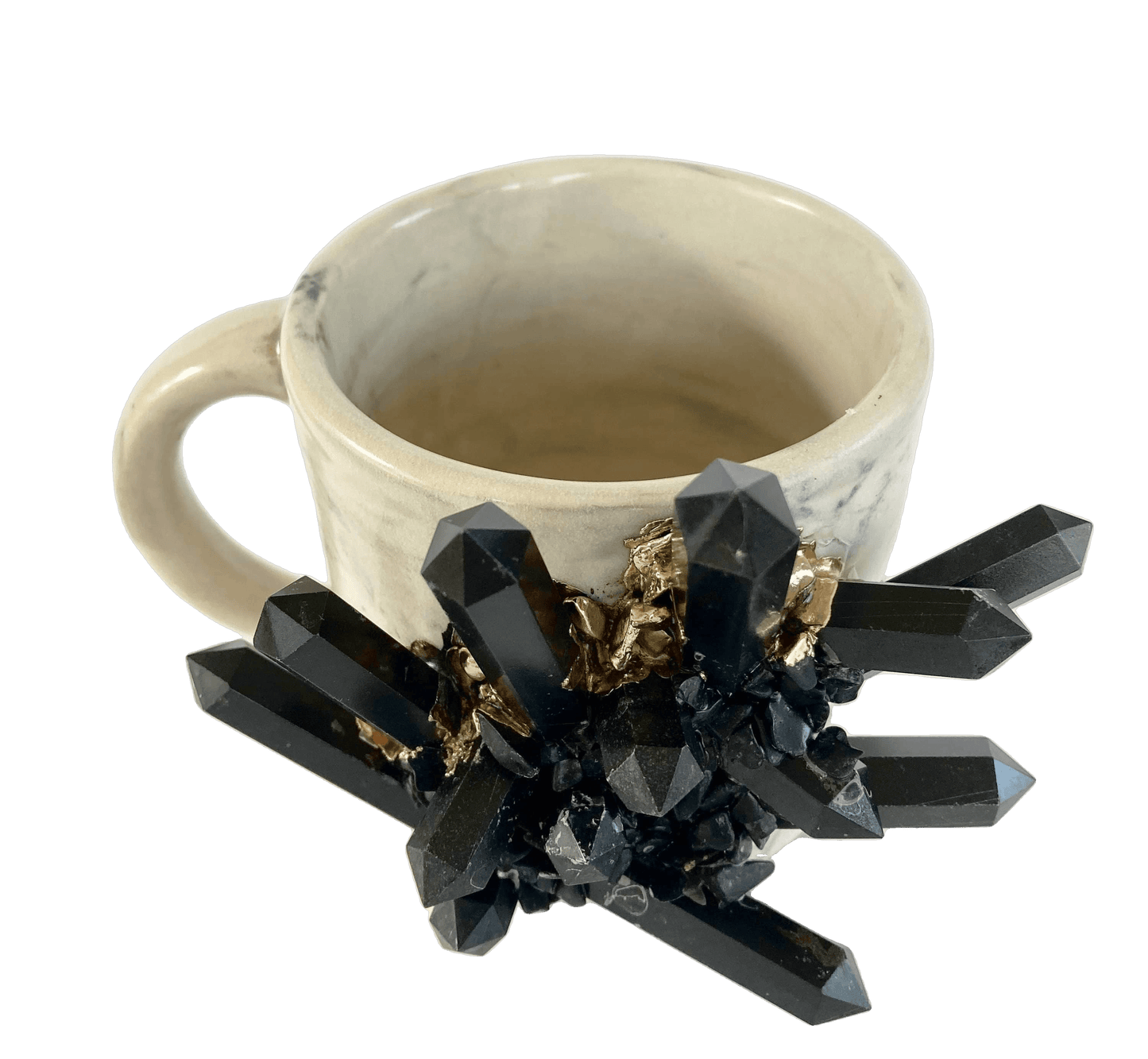 Black Amethyst Gray Marbled Ceramic Mug - Set of 2 - MAIA HOMES