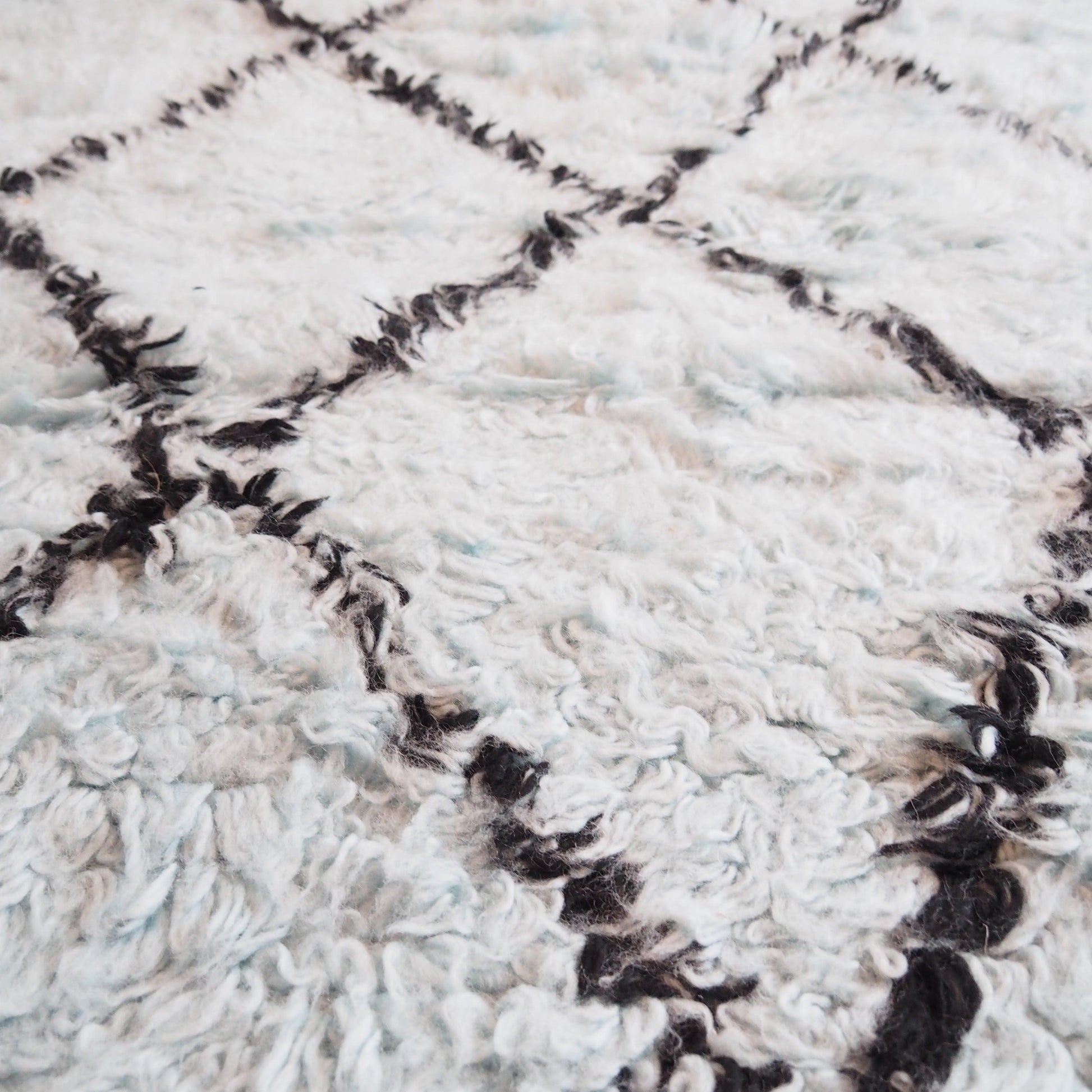 Black and Blue Diamonds Shag Wool Rug - MAIA HOMES