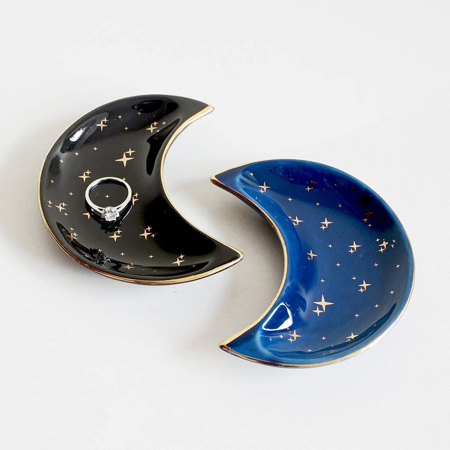 Black and Blue Half Moon Ceramic Trinkets - MAIA HOMES