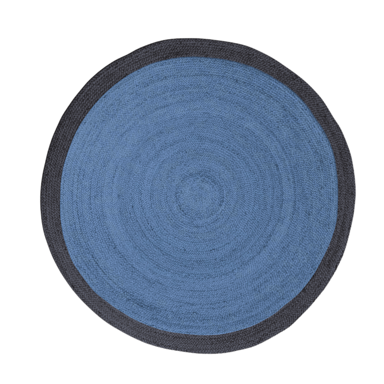 Black and Blue Round Jute Rug