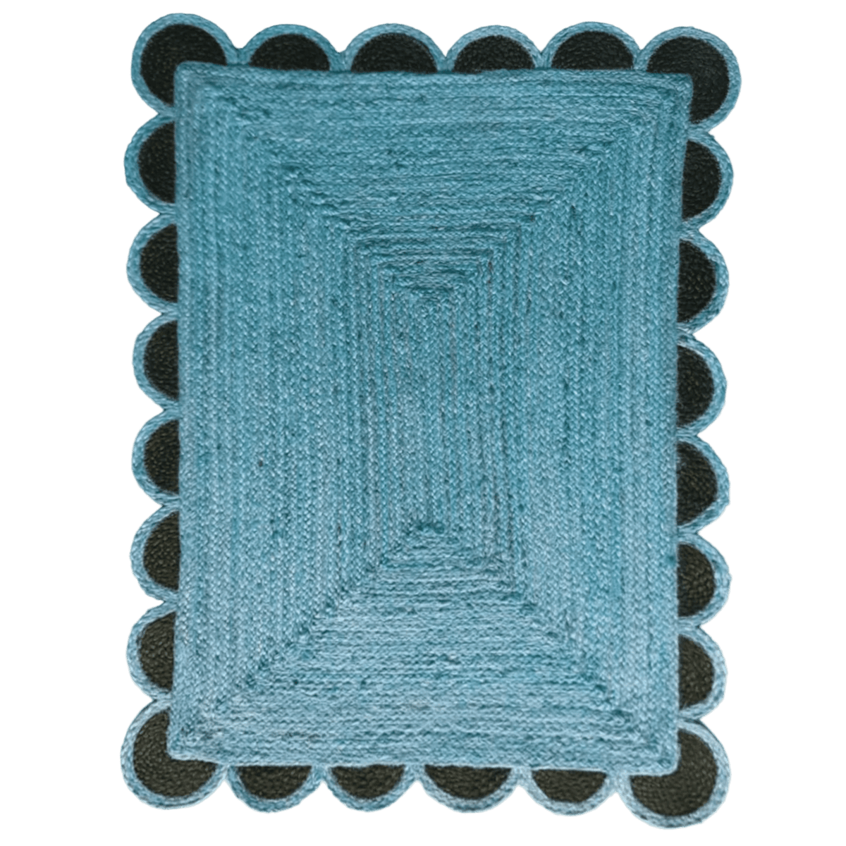 Black and Blue Scallop Jute Rug