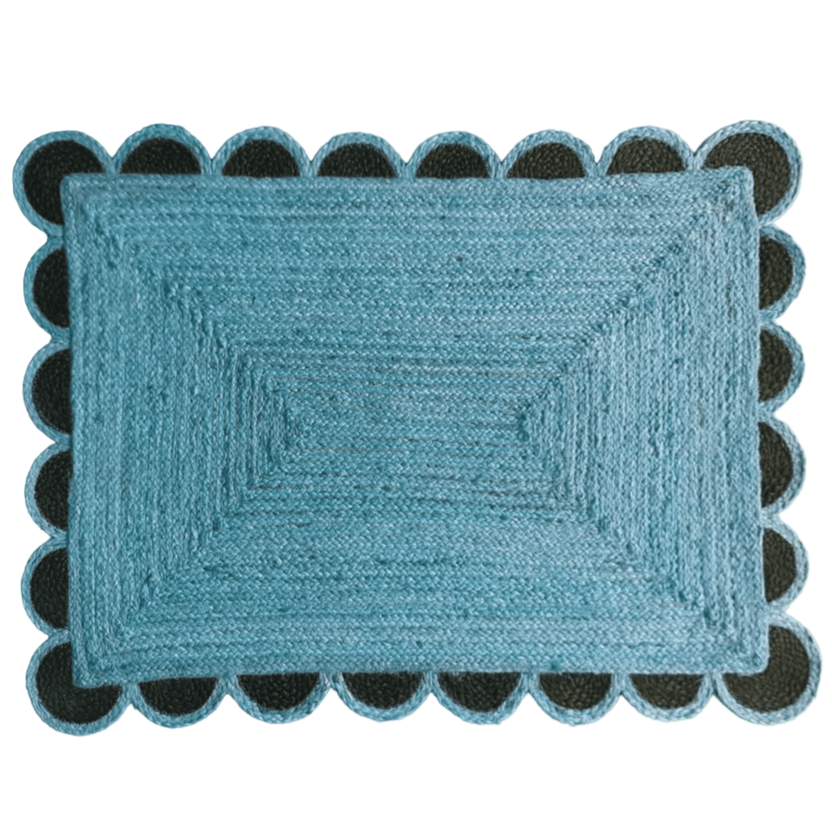 Black and Blue Scallop Jute Rug