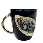 Black and Gold Amethyst Crystal Ceramic Mug with Gold Handle